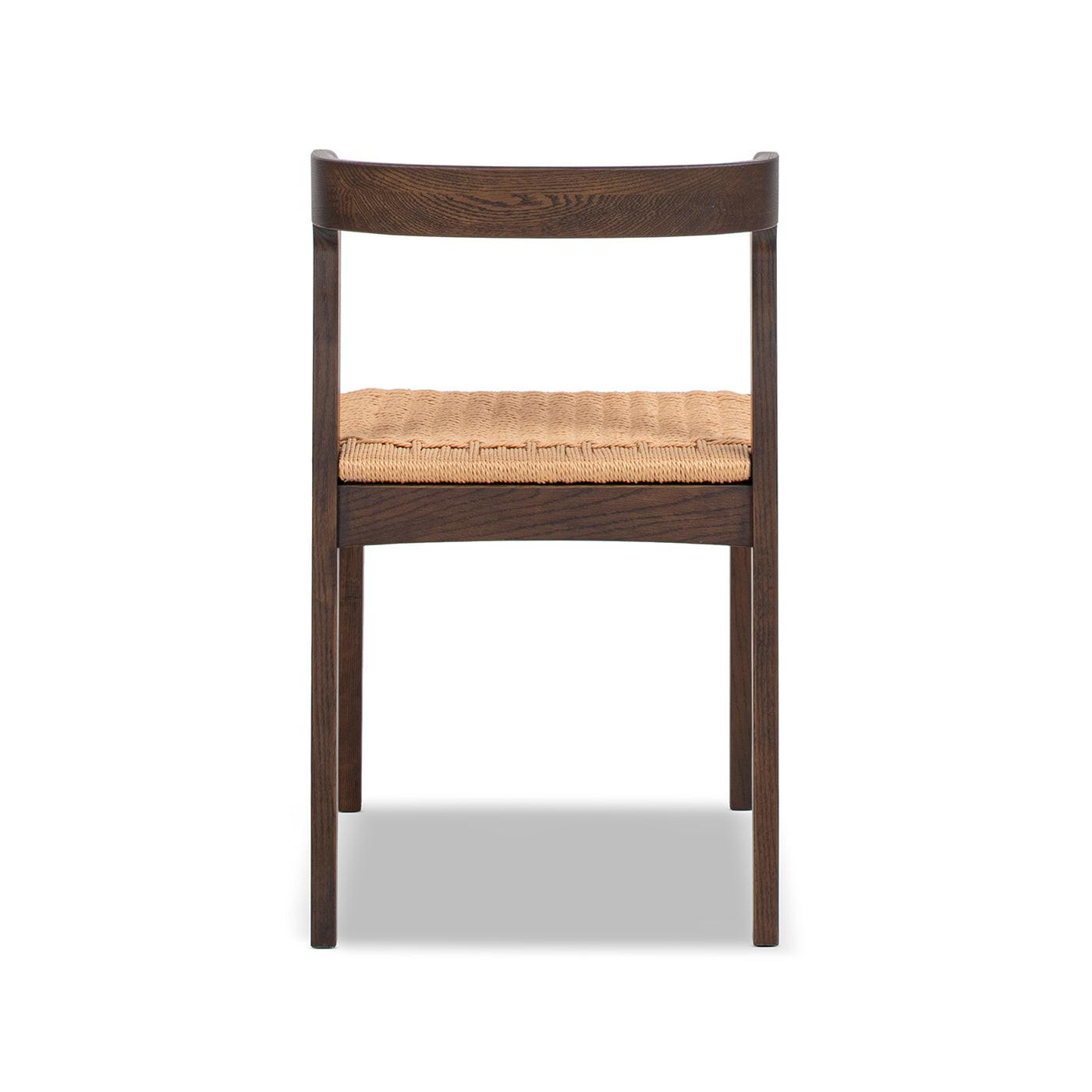 Capri Woven Seat Oak Wood Dining Chair Dark Brown Red Oak.