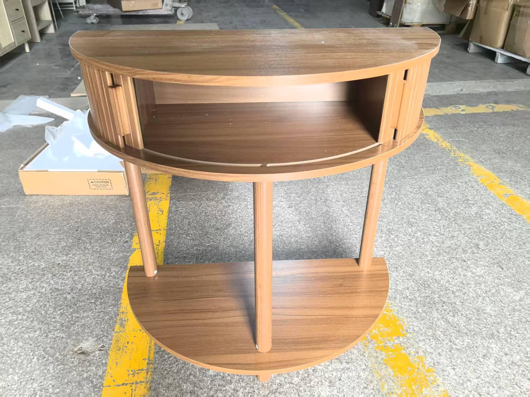 Half-Moon Console Table - Walnut for Entryway & Living Room.