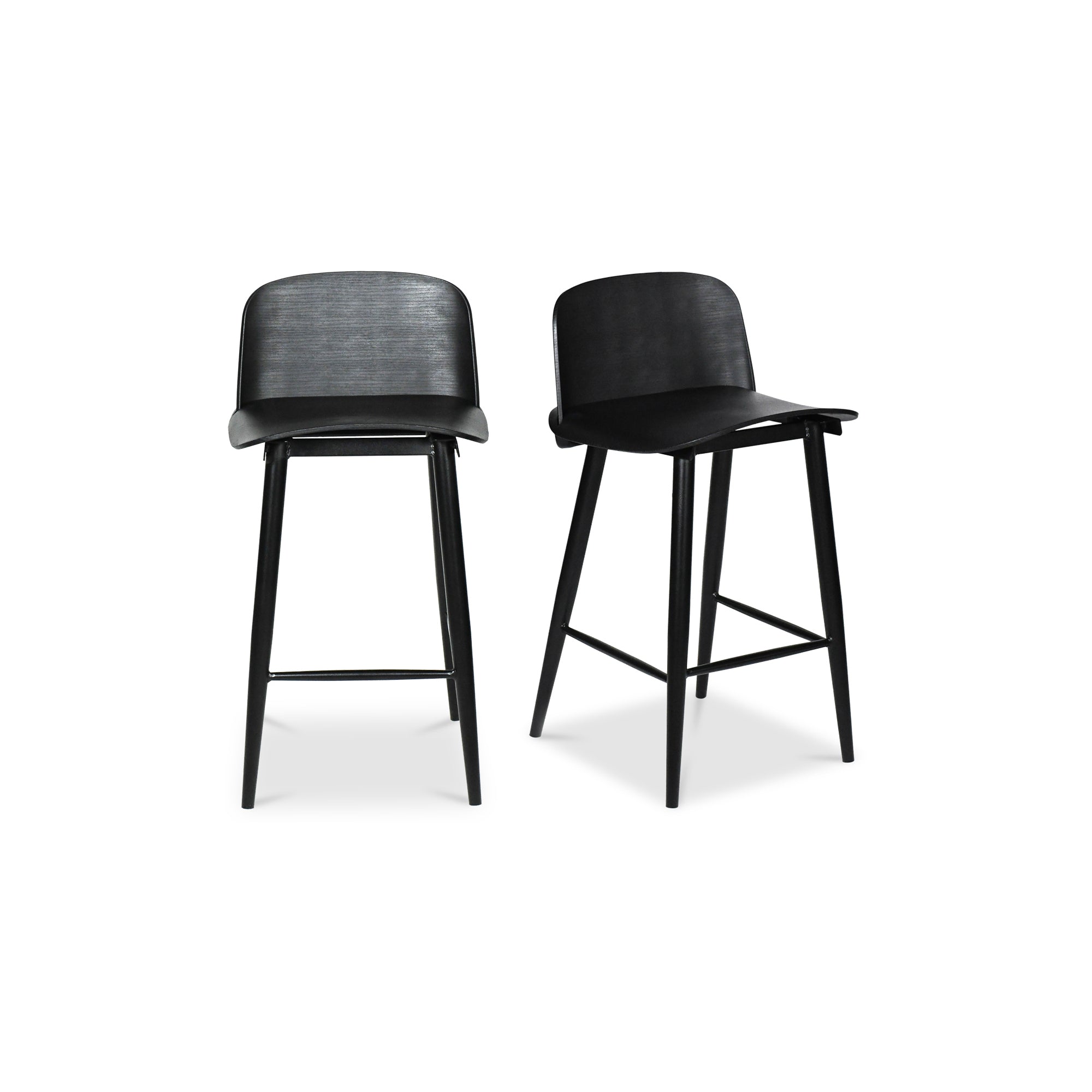 Looey 34-Inch Black Plastic Low-Back Counter Stools - Set Of Two