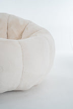 Beige Bean Bag Chair - Floral-Shaped Soft Sofa for Living Room.