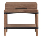Walnut Finish Nightstand with Drawer and Shelf.