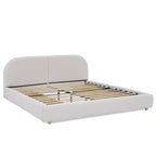 Queen Size Upholstered Bed Frame - Circle Yarn Fabric.