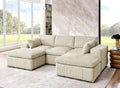 Corduroy Sectional with Ottomans and Large Arms.