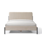 Cream Corduroy Queen Upholstered Bed With Metal Leg