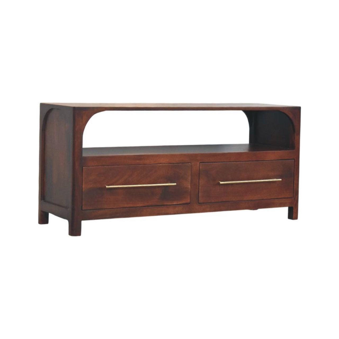 Solid Wood Arched Edge Media Unit.
