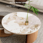 Round Coffee Table Set with Storage and Wheels.