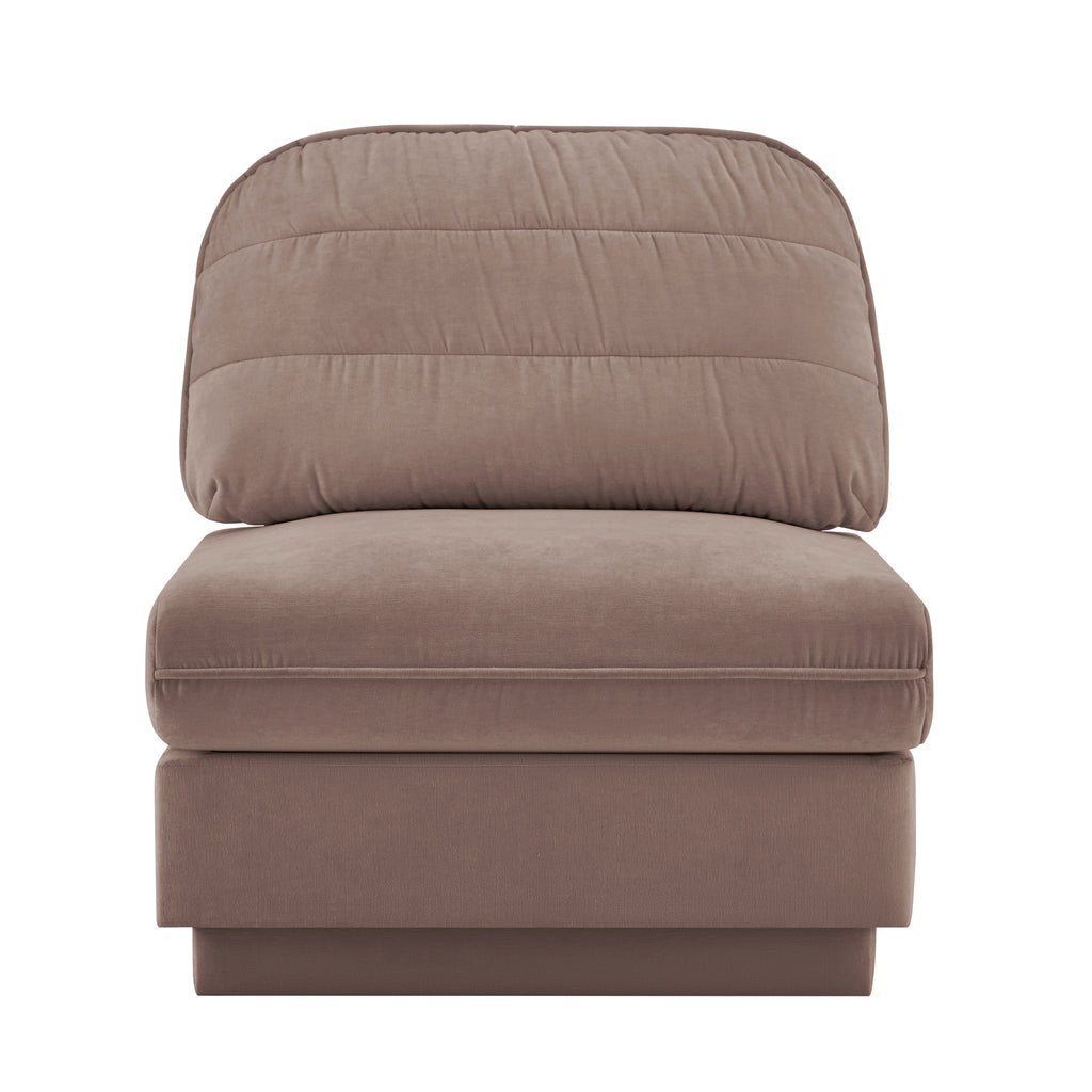 Celena Armless Chenille Accent Chair in Rose Dust