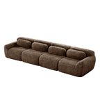 Angled view of Modular Chocolate Plush Sofa with plush fabric and modular design, ideal for versatile home seating.