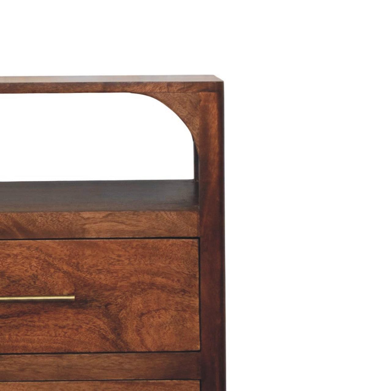 Solid Wood Arc-Line 3 Drawer Chest - Solid Wood 3 Drawer Chest.