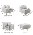 Breton Modern Tufted Sofa with Ottoman in Oyster Grey.