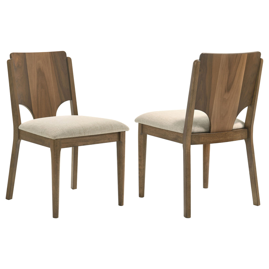 Graham Walnut Dining Side Chairs in Natural Beige, Set of 2