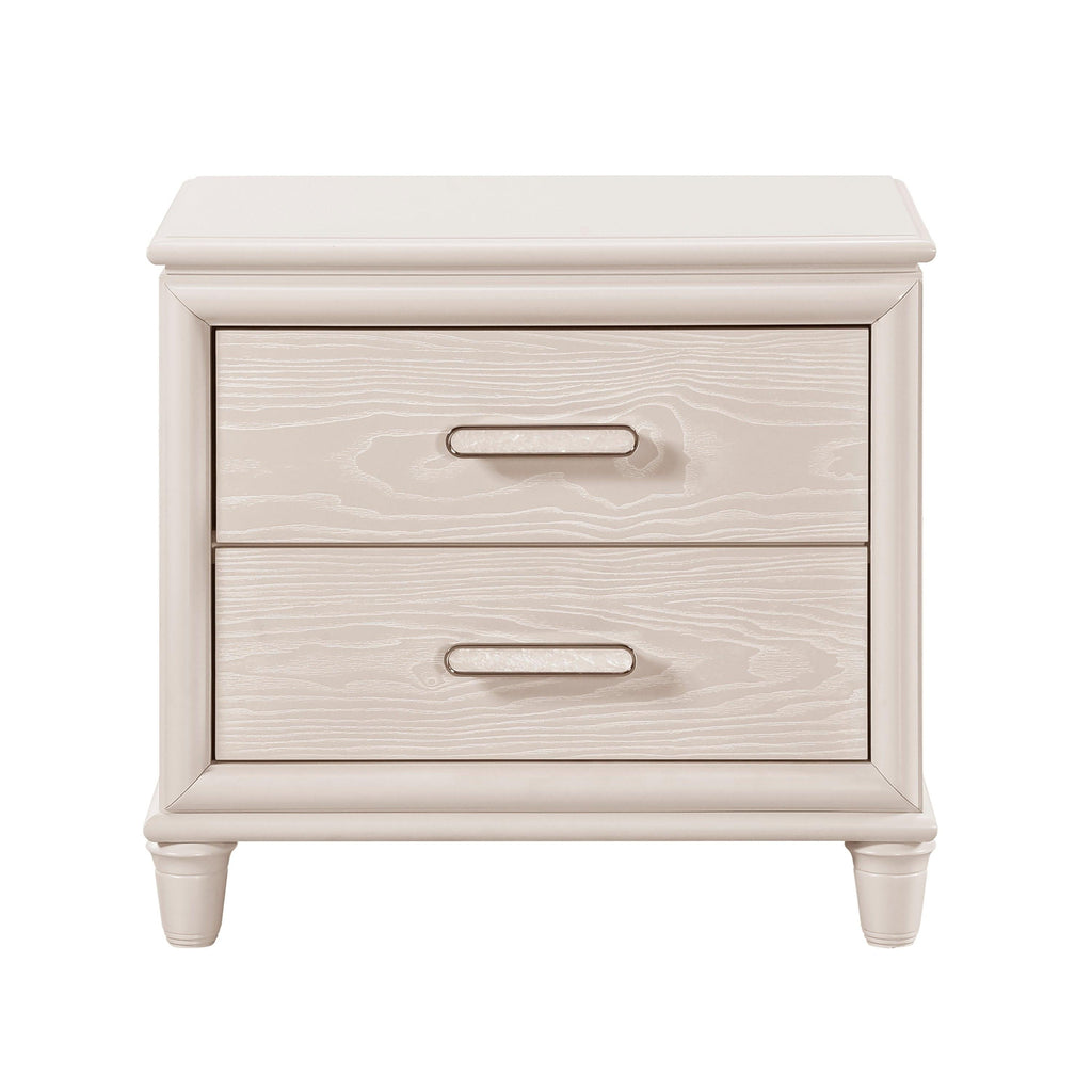 Modern Two-Drawer Nightstand with USB Ports for Bedroom.