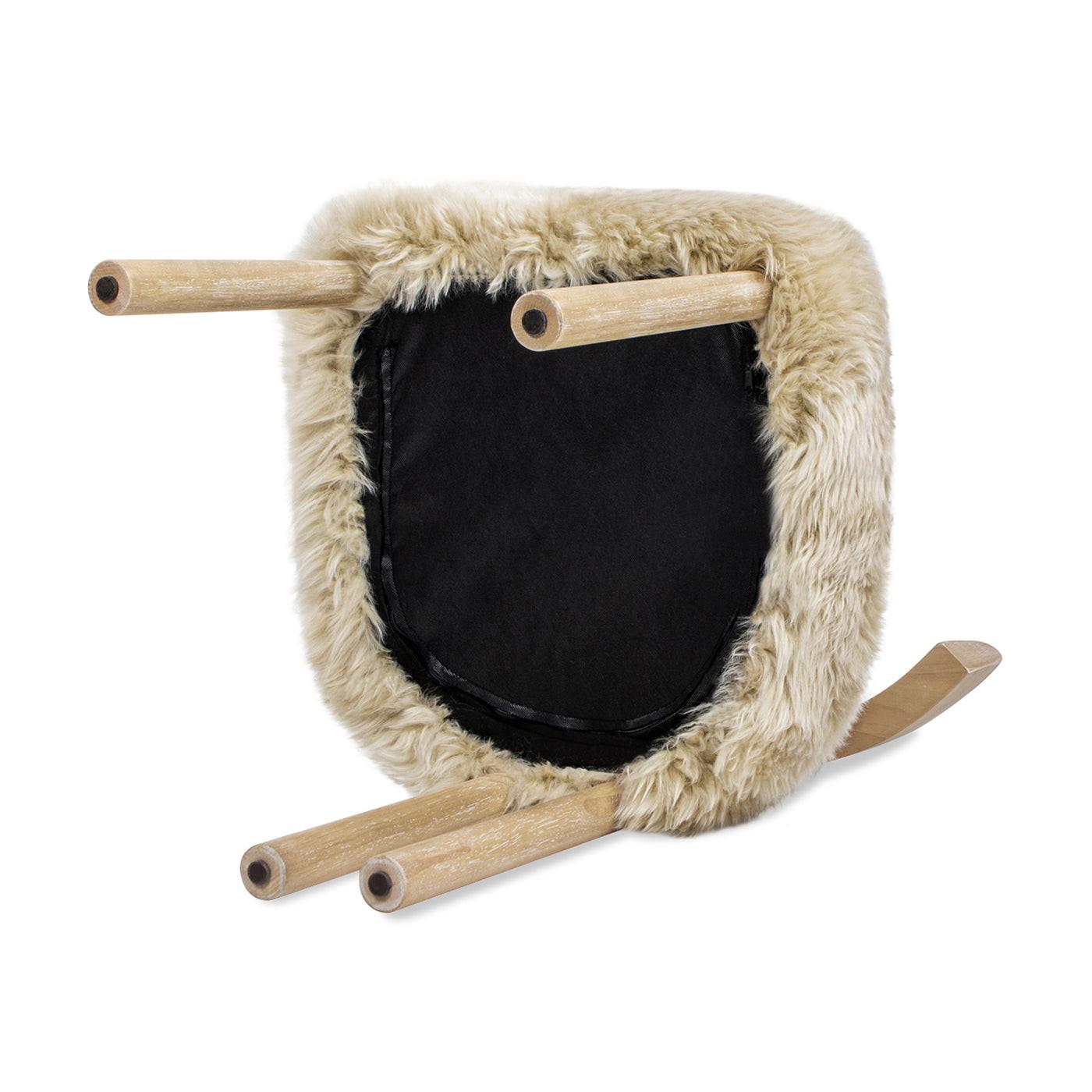 Genuine Sheepskin Dining Chair with Split Back Design.