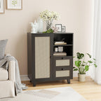 Rattan Buffet Cabinet with Drawers for Living Room & Kitchen.