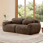 Modular 2-seater sofa in soft plush fabric with lumbar cushions, ideal for cozy and stylish living room setups.