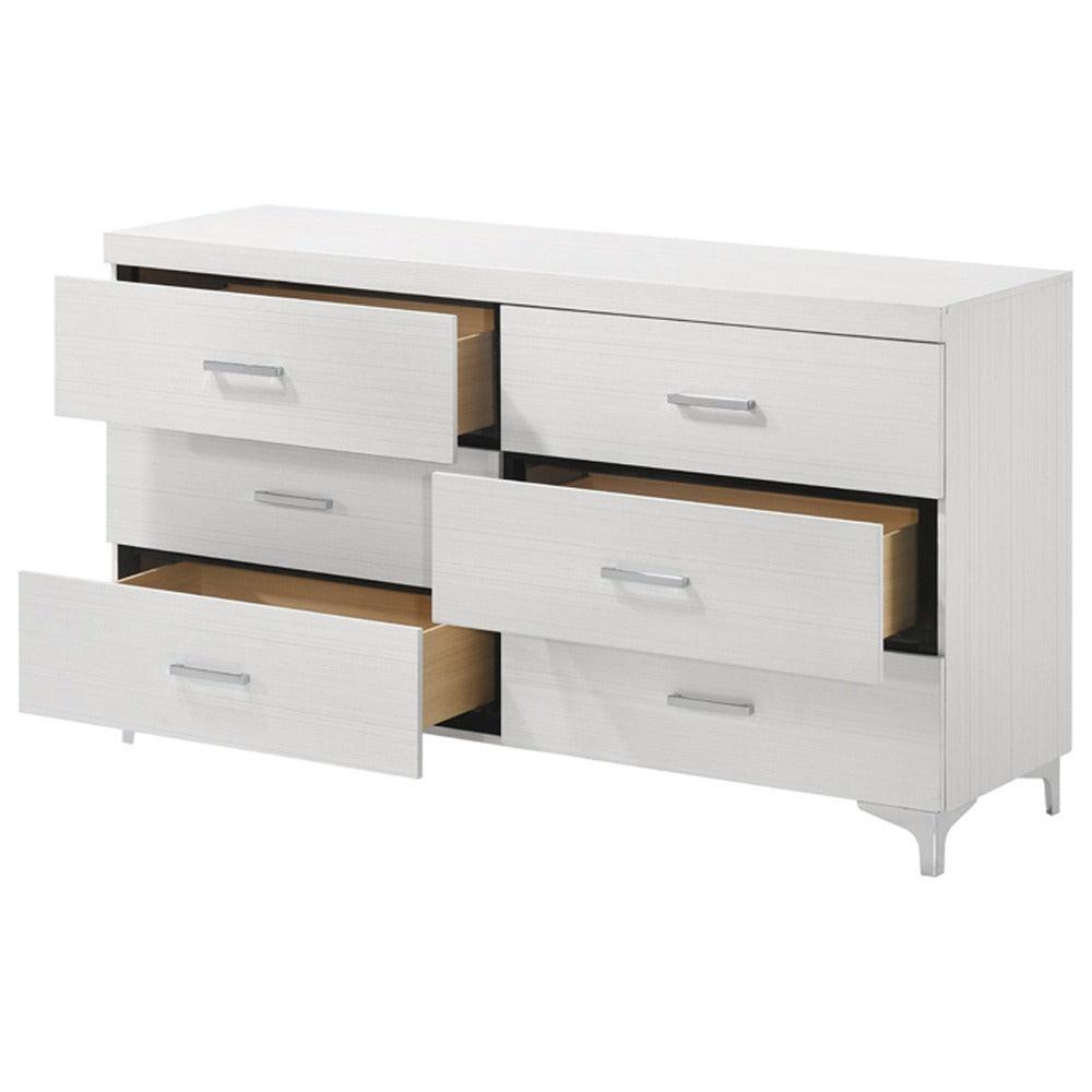 White 6-Drawer Dresser – Modern Bedroom Storage.