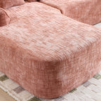 Pink Chenille L-Shaped Sofa Perfect for Living Room.