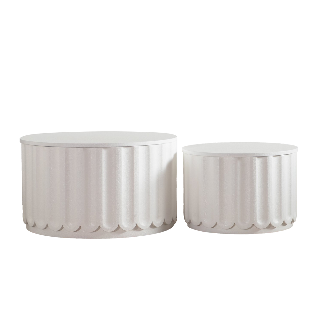 Round Storage Table Set for Elegant Living Rooms.