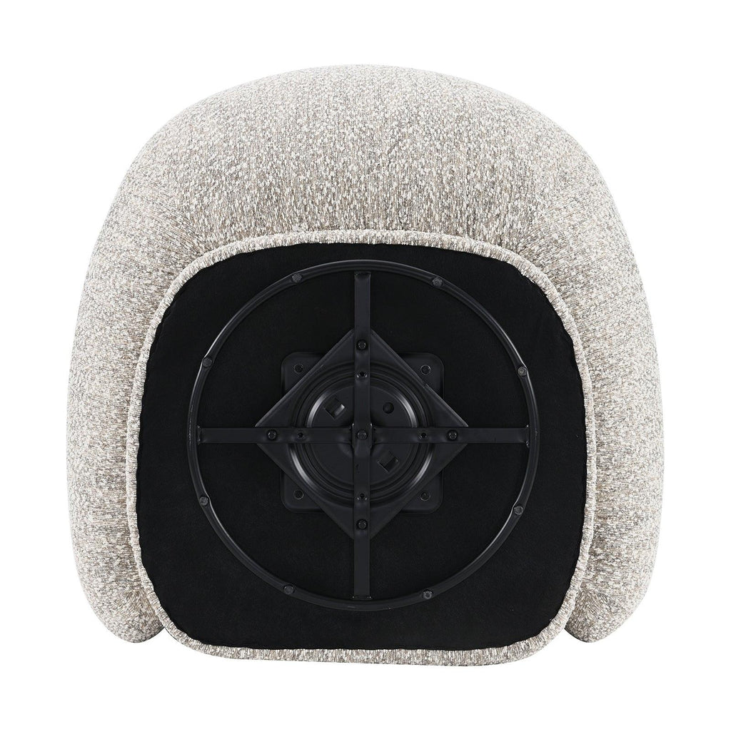 Brown Swivel Chair with Boucle Upholstery.