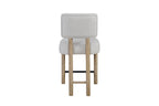Back view of modern upholstered counter stool with oak finish and durable construction for stylish dining spaces.