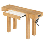 Rustic Wood Console Table with Outlet & Hidden Drawer.