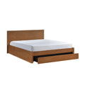 Full Size Platform Bed with Footboard Storage in Brown Finish