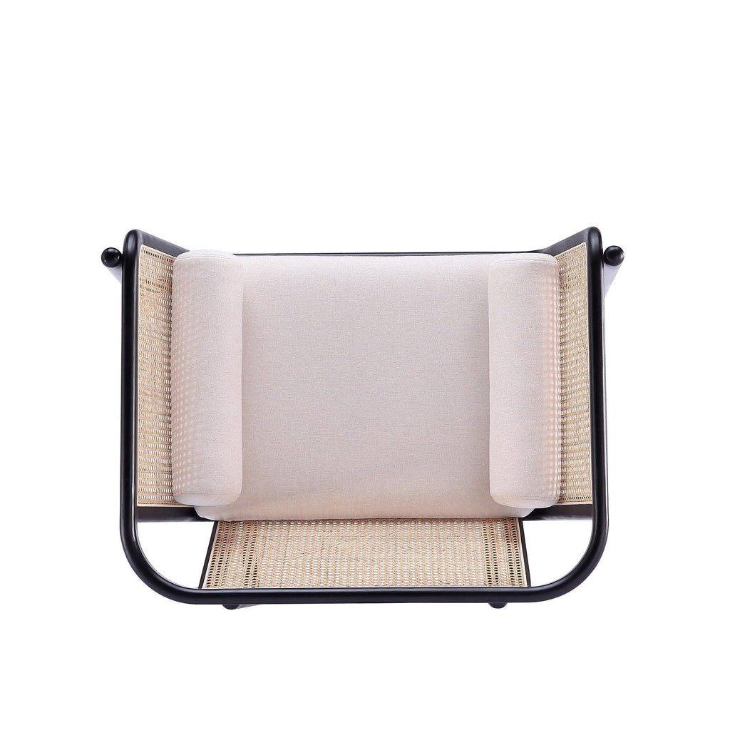 Versailles Cane Wood Accent Armchair in Cream.