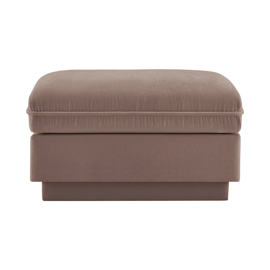 Celena Rectangular Chenille Ottoman in Rose Dust - 33 Inch