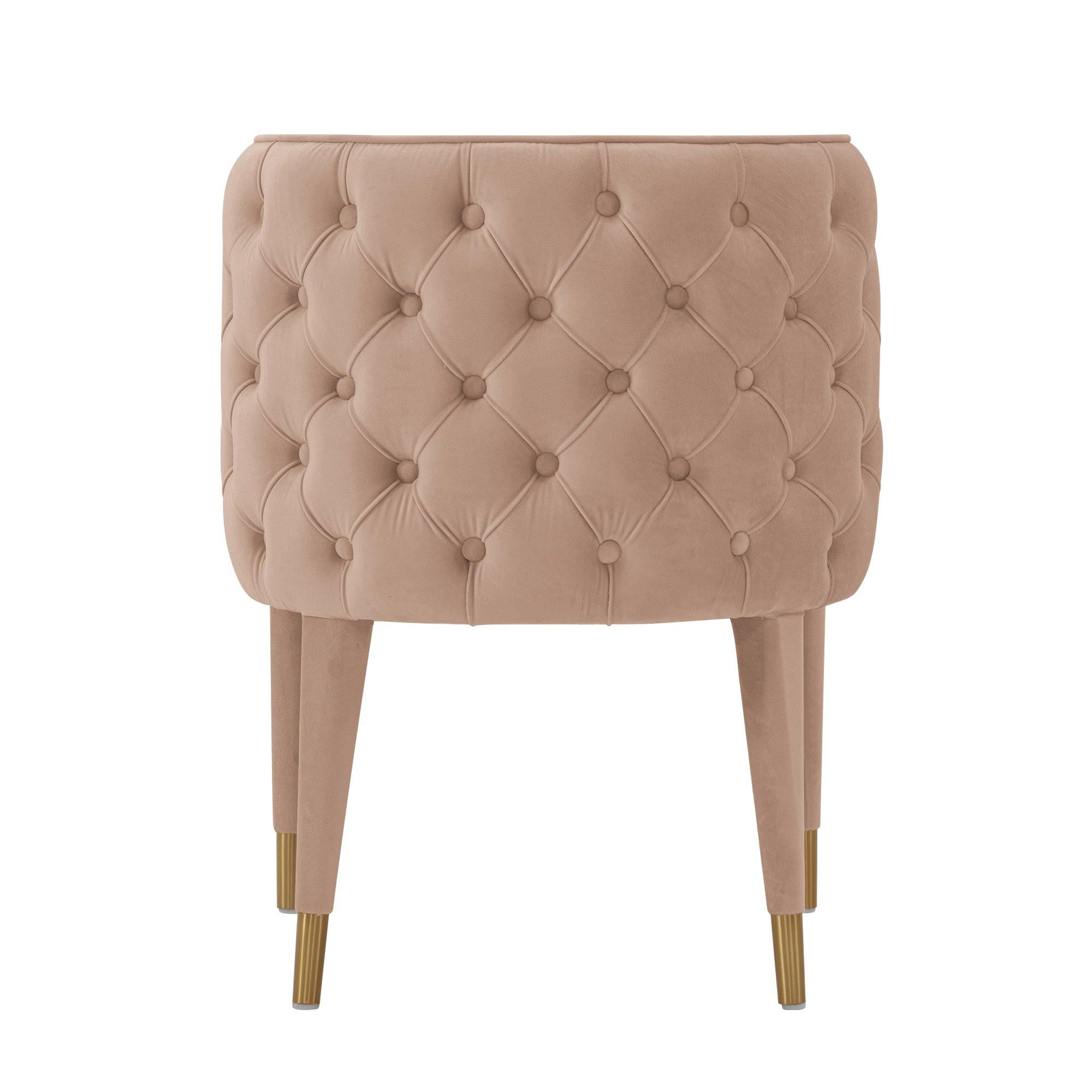 Maya Velvet Dining Chair in Nude.