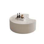 Modern Leather Coffee Table with Irregular Sintered Stone Top.