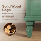 Solid wood legs of Antique Green Storage Cabinet - 55'' Tall w/ Drawer, emphasizing durability and long-lasting hardwood construction.