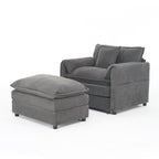 Chenille Recliner Chair with Movable Ottoman for Comfort.