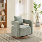 Swivel Accent Chair Linen Blend - Weathered Base in sage green with open arm design, ideal for modern living rooms or nurseries.