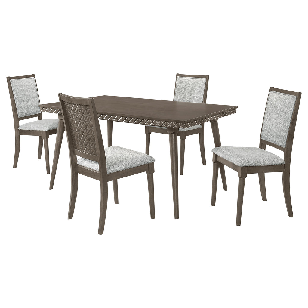 Perkins 5-Piece Rectangular Dining Set in Dark Brown Wood & Fabric