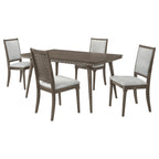 Perkins 5-Piece Rectangular Dining Set in Dark Brown Wood & Fabric