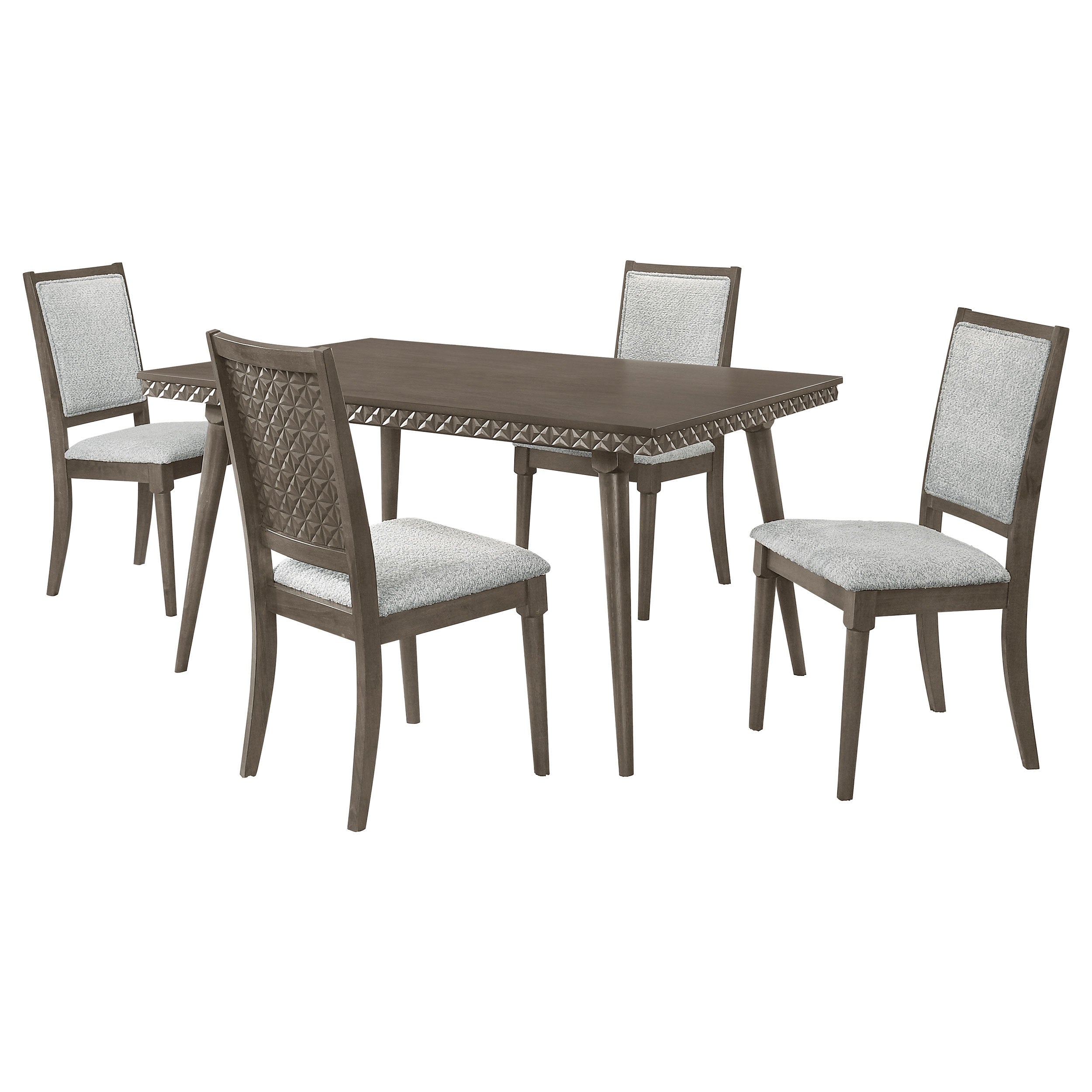 Perkins 5-Piece Rectangular Dining Set in Dark Brown Wood & Fabric