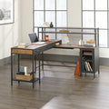 L-Shaped Desk, Brown finish.