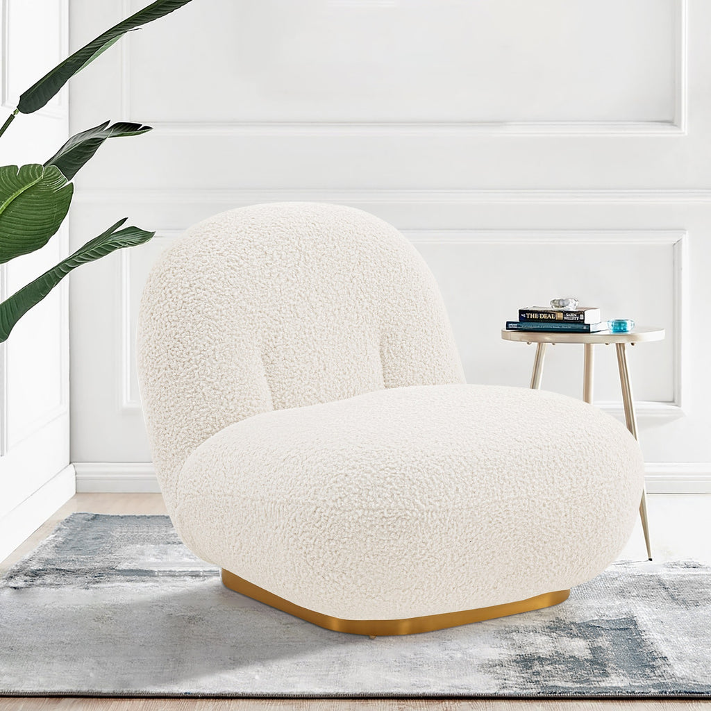 Edina Boucle Lounge Chair in White