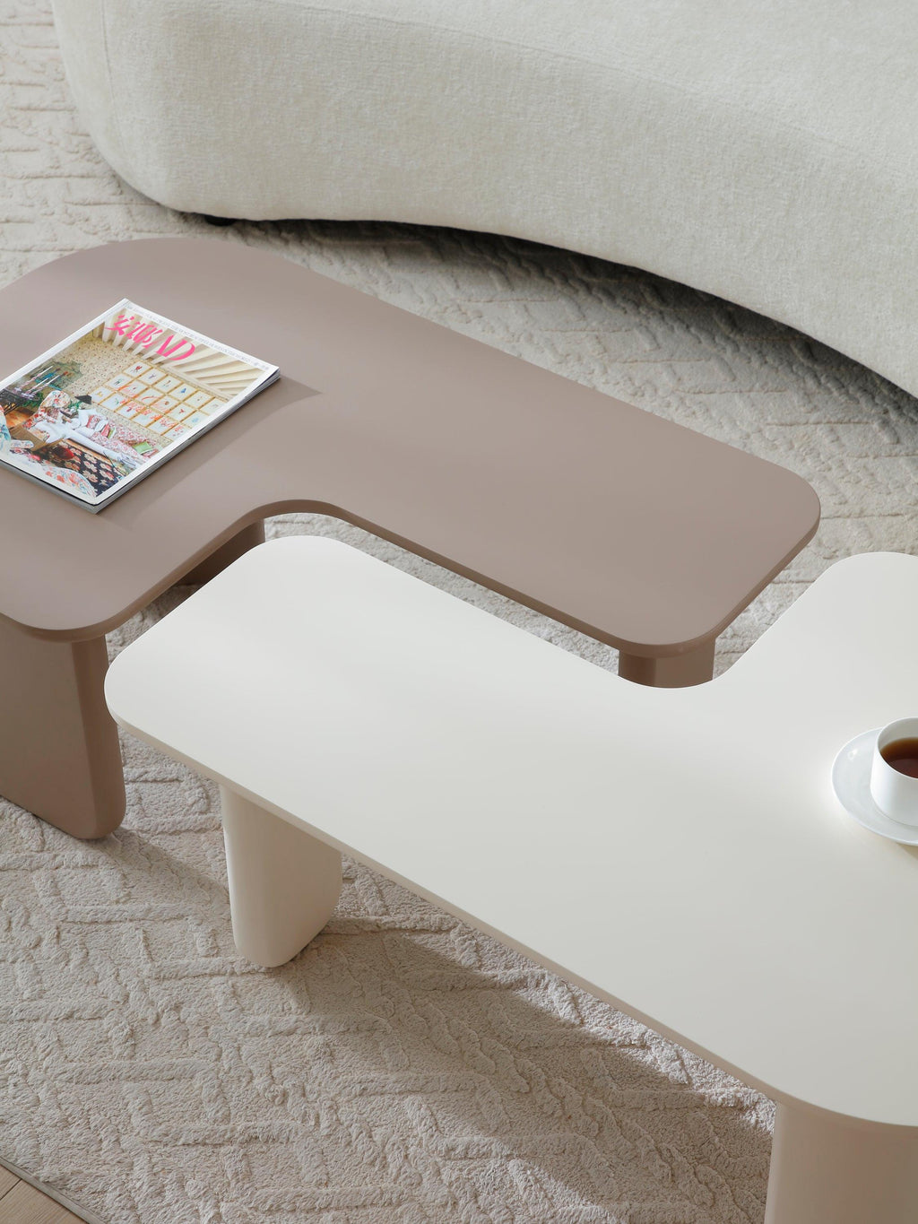 2 Pcs Modular Coffee Table Set - Versatile Design.