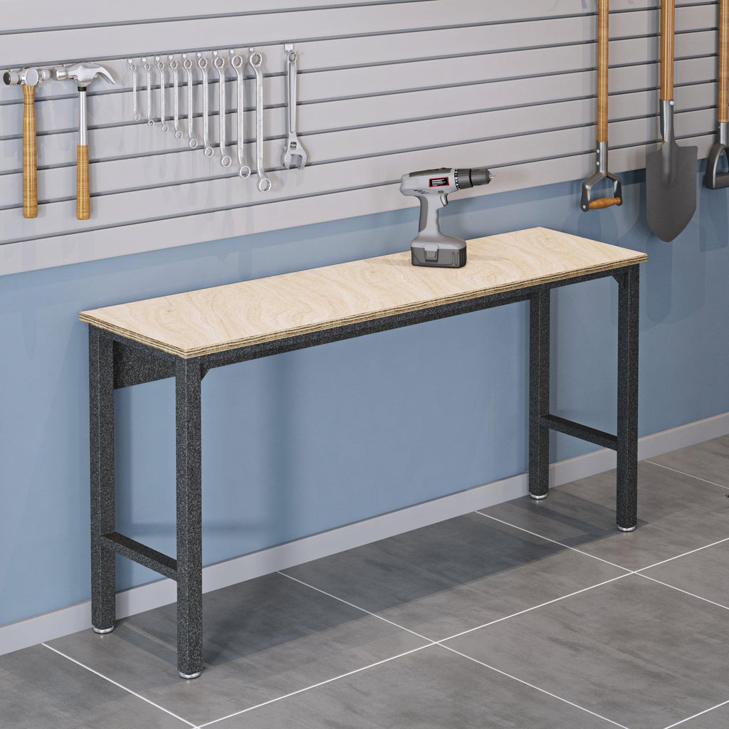 Dark Gray Metal Garage Table | Durable Workspace Solution.