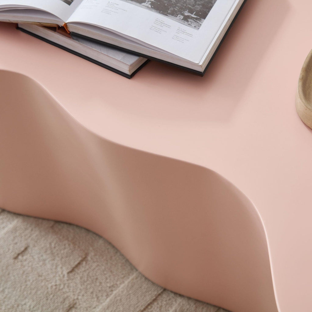 50 Inch Pink Fiberglass Coffee Table for Living Room.