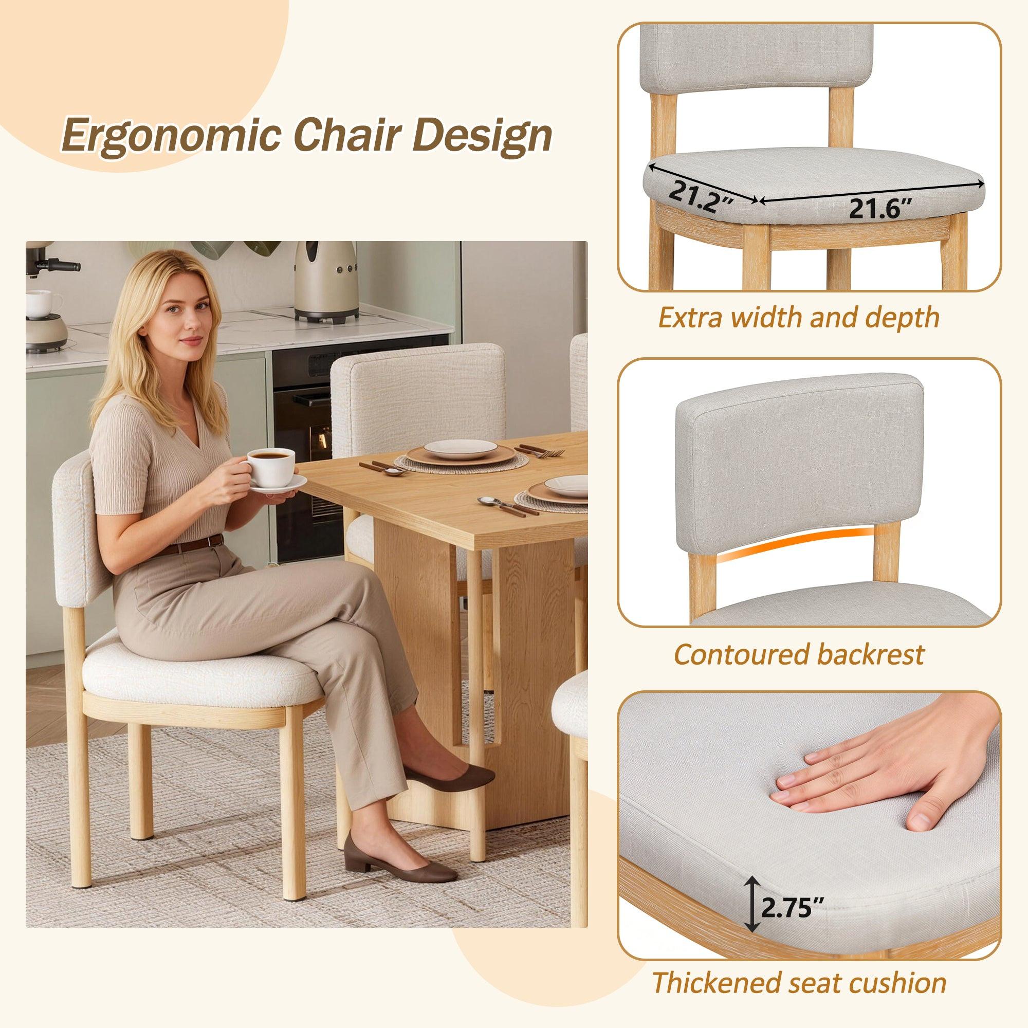 TREXM Farmhouse Wood Dining Table Set for 6 with Chairs.