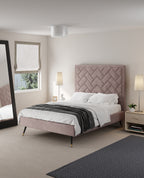 Crosby Upholstered Velvet Full Bed in Blush