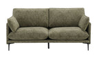 Front view of Dalton Green Fabric Sofa - Compressed Cushion with plush tufted seat and back cushions in green chenille.