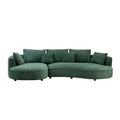 Oversized Boucle Sectional Sofa with Chaise in Forest Green