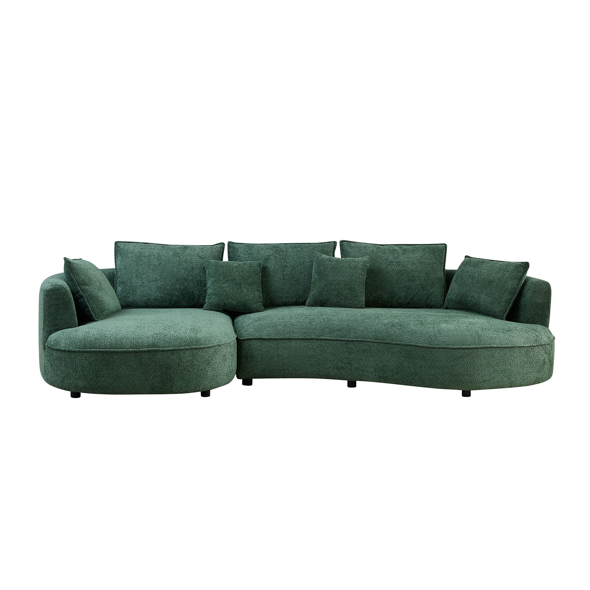 Oversized Boucle Sectional Sofa with Chaise in Forest Green