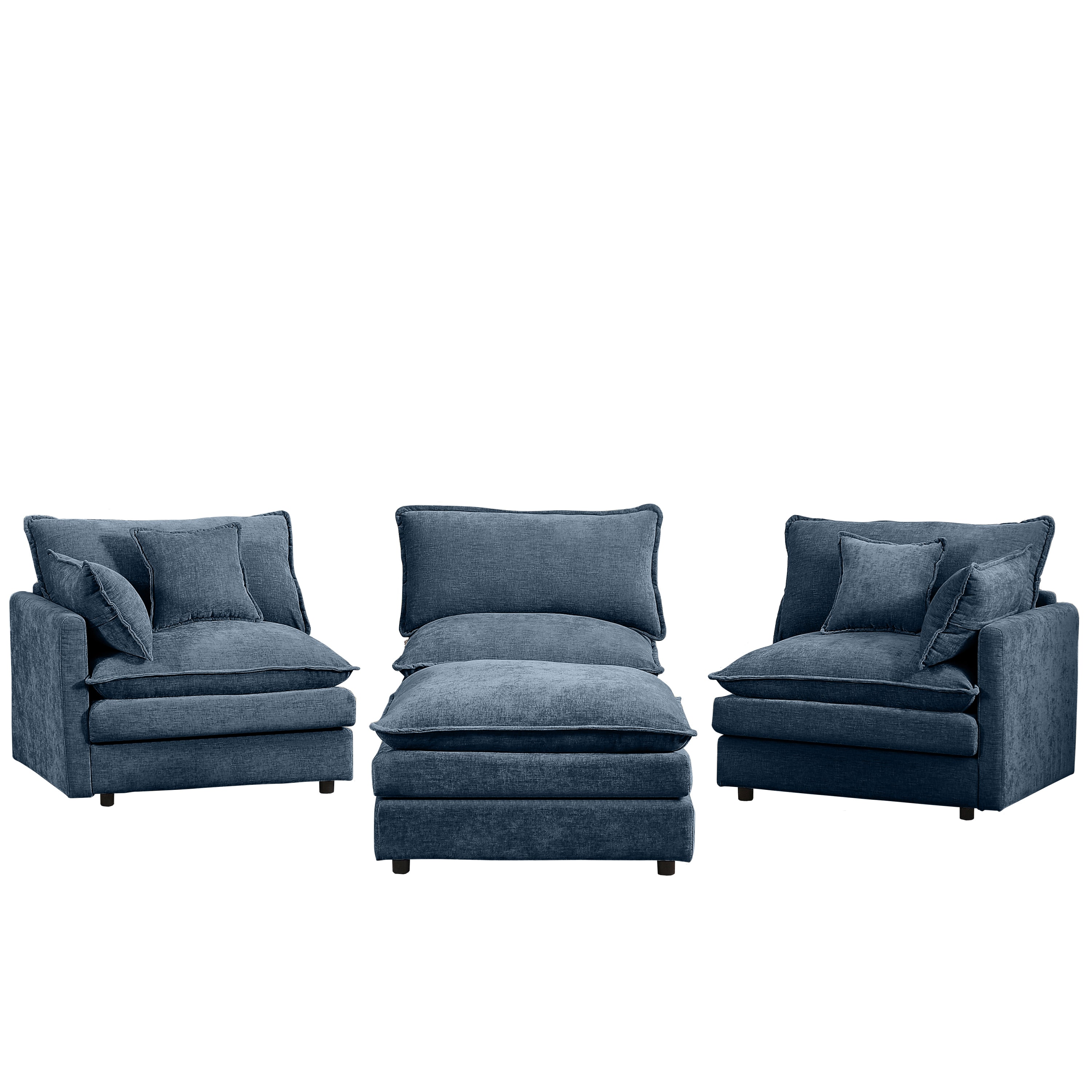 Modern Modular Sectional Sofa, 102 Inch L-Shaped Couch with Movable Ottoman, Blue Chenille Upholstery