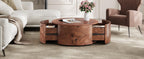 Burl Wood Coffee Table with Drawers - 360° Rotating Top.