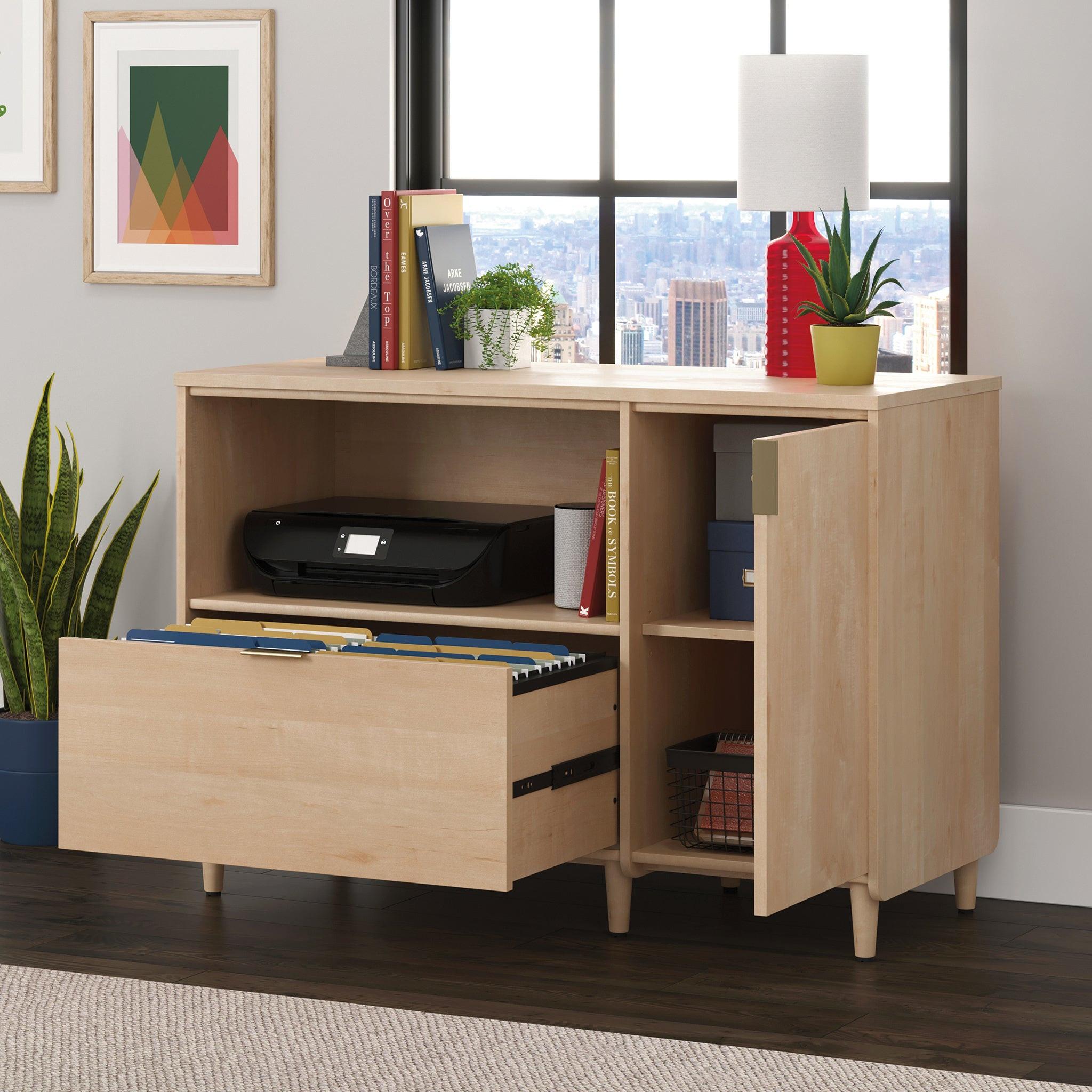 Credenza for TVs up to 46 inches with Concealed Storage.