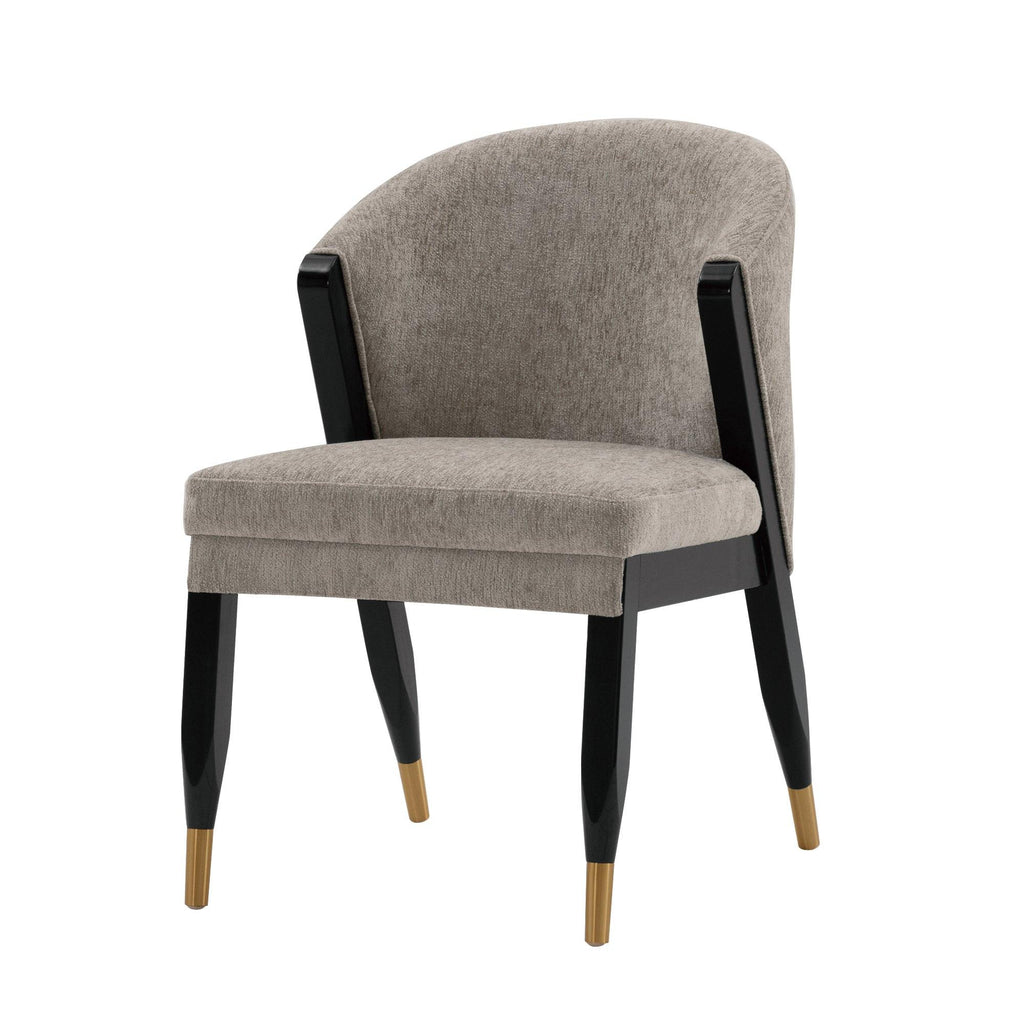 Ola Wood Chenille Dining Chair in Stone.